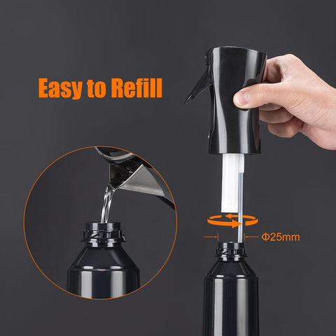 GRIFEMA 200ml Small Water Spray Bottles, Continuous Mist Empty Hair Spray Bottles for Cleaning, Curly Hair, Plants GE2001B-200B, Black GRIFEMA 200ml Small Water Spray Bottles, Continuous Mist Empty Hair Spray Bottles for Cleaning, Curly Hair, Plants GE2001B-200B, Black