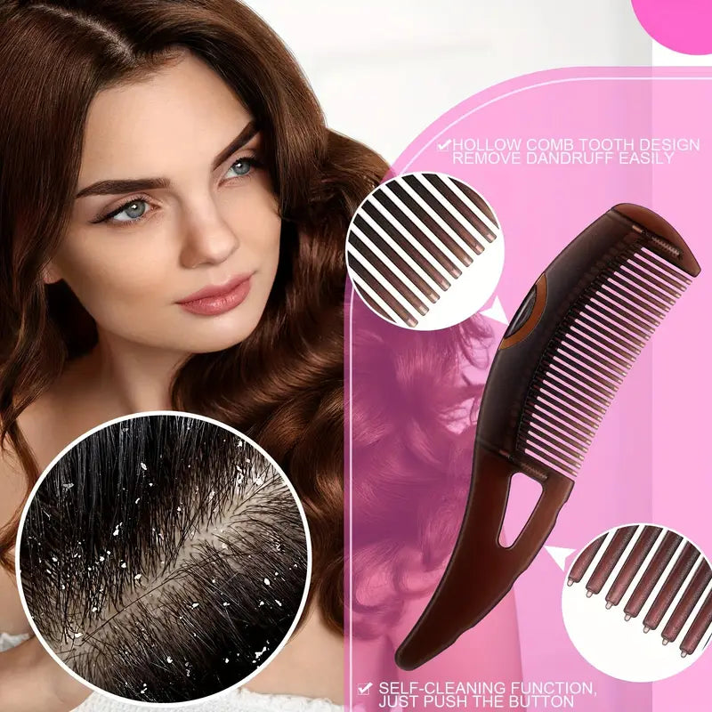 Dandruff Comb for Men and Women – Removes Dandruff, Dirt, and Oil | Scalp Massage Comb with Hollow Design for Healthy Hair (Dark Brown)
