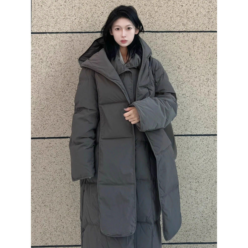 Detachable Hat Turtleneck Lengthened Down Cotton Jacket Coat