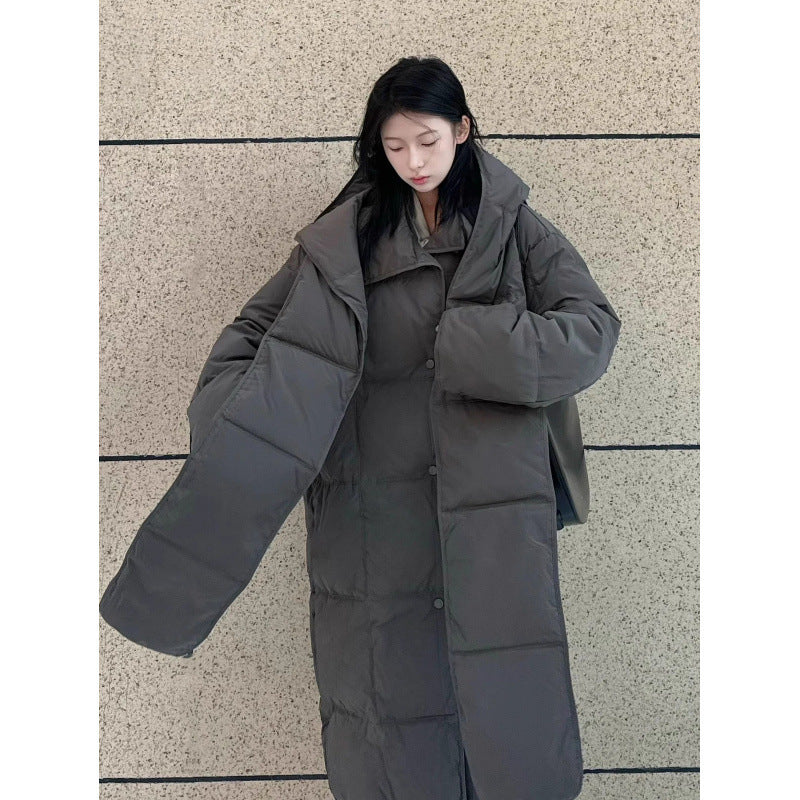 Detachable Hat Turtleneck Lengthened Down Cotton Jacket Coat