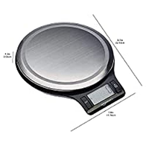 Amazon Basics Digital kitchen scales with LCD display (with batteries), Black and Stainless Steel, BPA free, Weighs up to 11 pounds