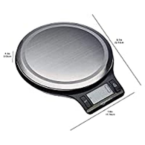 Amazon Basics Digital kitchen scales with LCD display (with batteries), Black and Stainless Steel, BPA free, Weighs up to 11 pounds