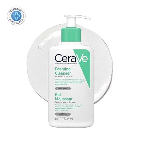 CeraVe Foaming Cleanser, Face & Body, With 3 essential ceramides, niacinamide & hyaluronic acid, For normal to oily skin, 236 ml/8 oz