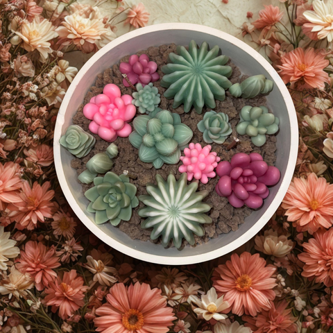Succulent Candle Arrangement in Planter Pot – Handmade Realistic Succulent Candle Gift