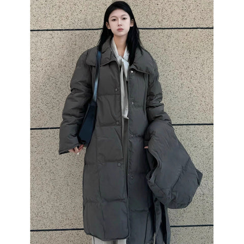 Detachable Hat Turtleneck Lengthened Down Cotton Jacket Coat