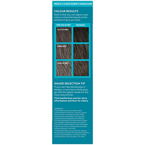 Just For Men Moustache & Beard M45 - Dark Brown Black Dye, Eliminates Grey For a Thicker & Fuller Look With An Applicator Brush Included – M45