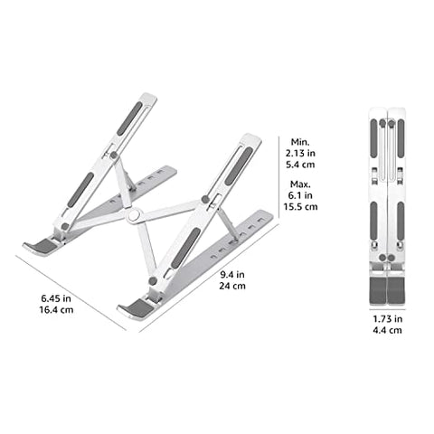 Amazon Basics Laptop Stand with 6-Angle Adjustment, For Laptops 10 (25.4 cm) - 15.6 Inches (39.6 cm), Silver