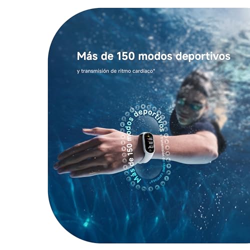 Xiaomi Smart Band 10 Fitness Tracker, 1.72" AMOLED Display, 21-Day Battery Life, 150+ Sports Modes, Heart Rate & Sleep Monitoring, Electronic Compass, 5ATM Waterproof, 2-Year Warranty – Glacier Silver