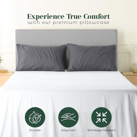 Utopia Bedding - Pillow Cases 4 Pack - Standard Size 50x75 cm - 100% Brushed Microfiber Pillowcases with Envelope Closure - Wrinkle, Fade, Stain Resistant Pillow Cases - Grey