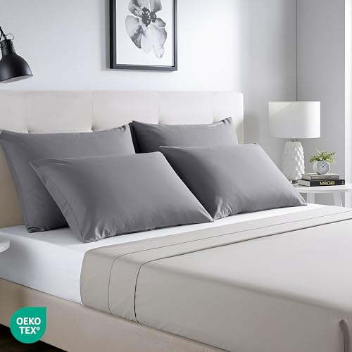 Utopia Bedding - Pillow Cases 4 Pack - Standard Size 50x75 cm - 100% Brushed Microfiber Pillowcases with Envelope Closure - Wrinkle, Fade, Stain Resistant Pillow Cases - Grey