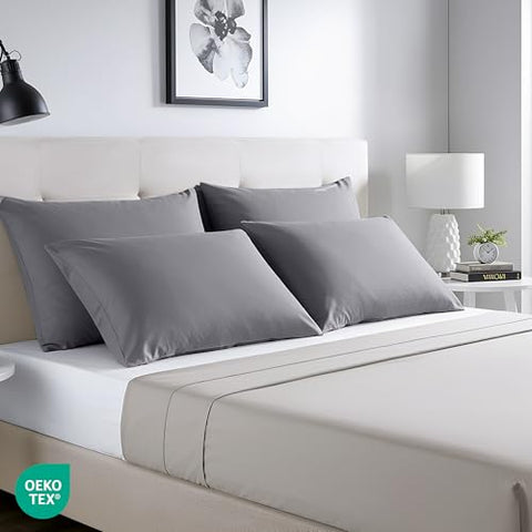 Utopia Bedding - Pillow Cases 4 Pack - Standard Size 50x75 cm - 100% Brushed Microfiber Pillowcases with Envelope Closure - Wrinkle, Fade, Stain Resistant Pillow Cases - Grey