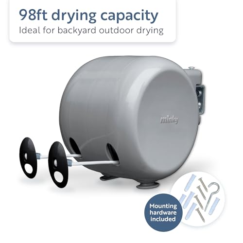 Minky Retractable Duo Reel Washing Line, Grey, 2x15m, packaging may vary