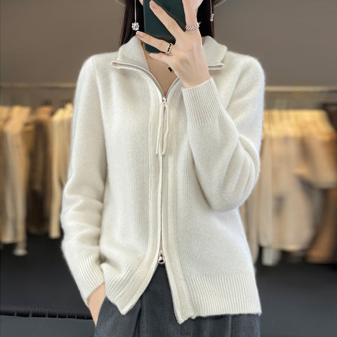 New Half Turtleneck Short Sleeve Retro Solid Color Sweater Coat For Women