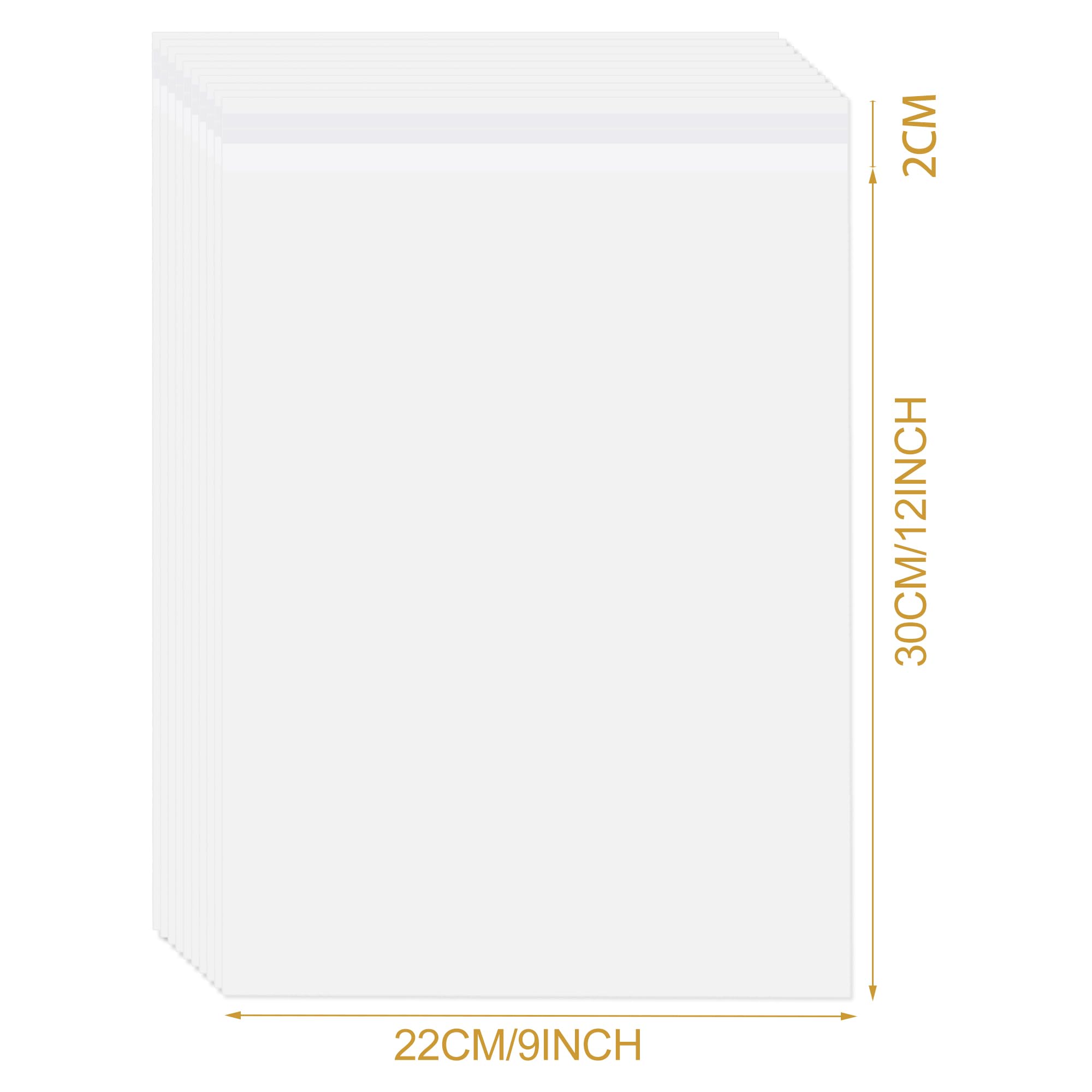 A4 Clear Self-adhesive Bags 100 Pack, 22x30CM Self Sealing Cellophane Display Bags/Sealable Bags, Food Safe, A4 Cello Bags OPP for Cookies,Cards,Envelopes,Pictures