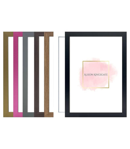 Alison Kingsgate Elegant Sleek Black A3 Frame Size (29.7 x 42cm) - Flat Classic Design Black A3 Picture Frame with Safe Perspex Front & Wall Hanging Hooks - British Handmade Décor Frames