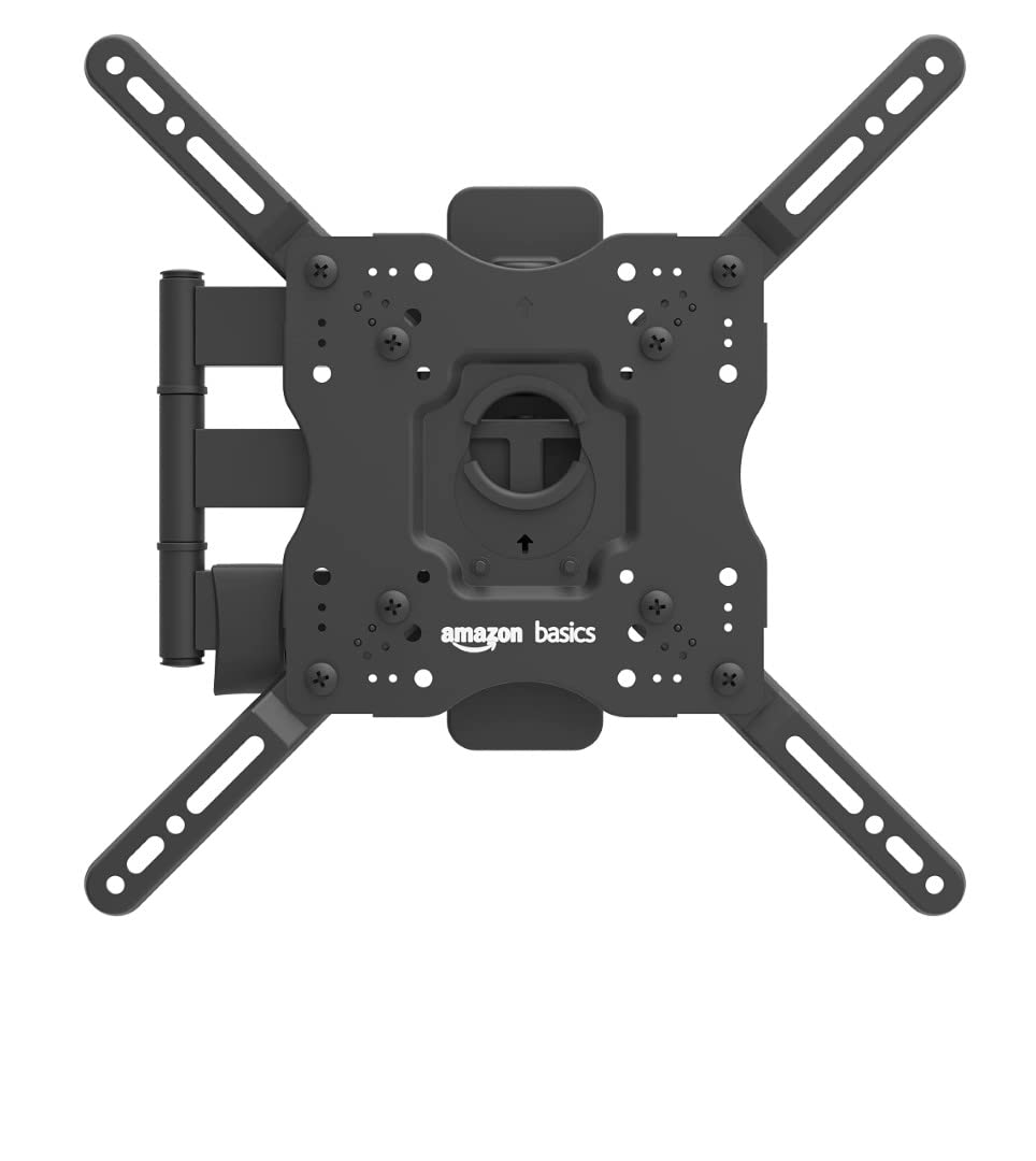 Amazon Basics TV Wall Bracket for 26-55 inch(66cm-140cm) TVs, Swivels Tilts TV Wall Mount for Flat & Curved TV, VESA 100x100mm to 400x400mm, holds up to 36kg, Black