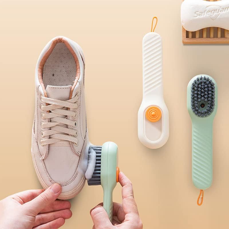 Soft Bristle Shoe Cleaning Brush with Soap Dispenser – Press-Type Liquid Dispensing Scrub Brush for Shoes and Clothes – Household Cleaning Tool (1 Piece)