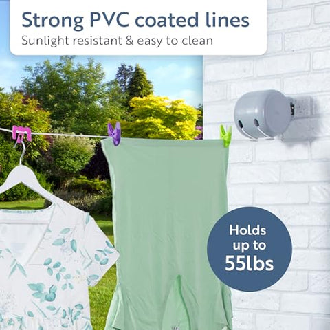 Minky Retractable Duo Reel Washing Line, Grey, 2x15m, packaging may vary