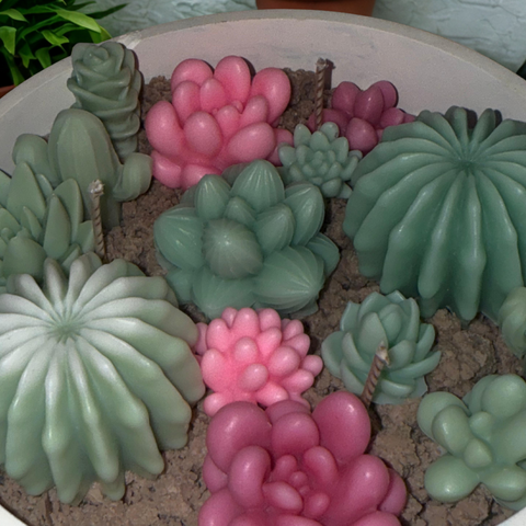 Succulent Candle Arrangement in Planter Pot – Handmade Realistic Succulent Candle Gift