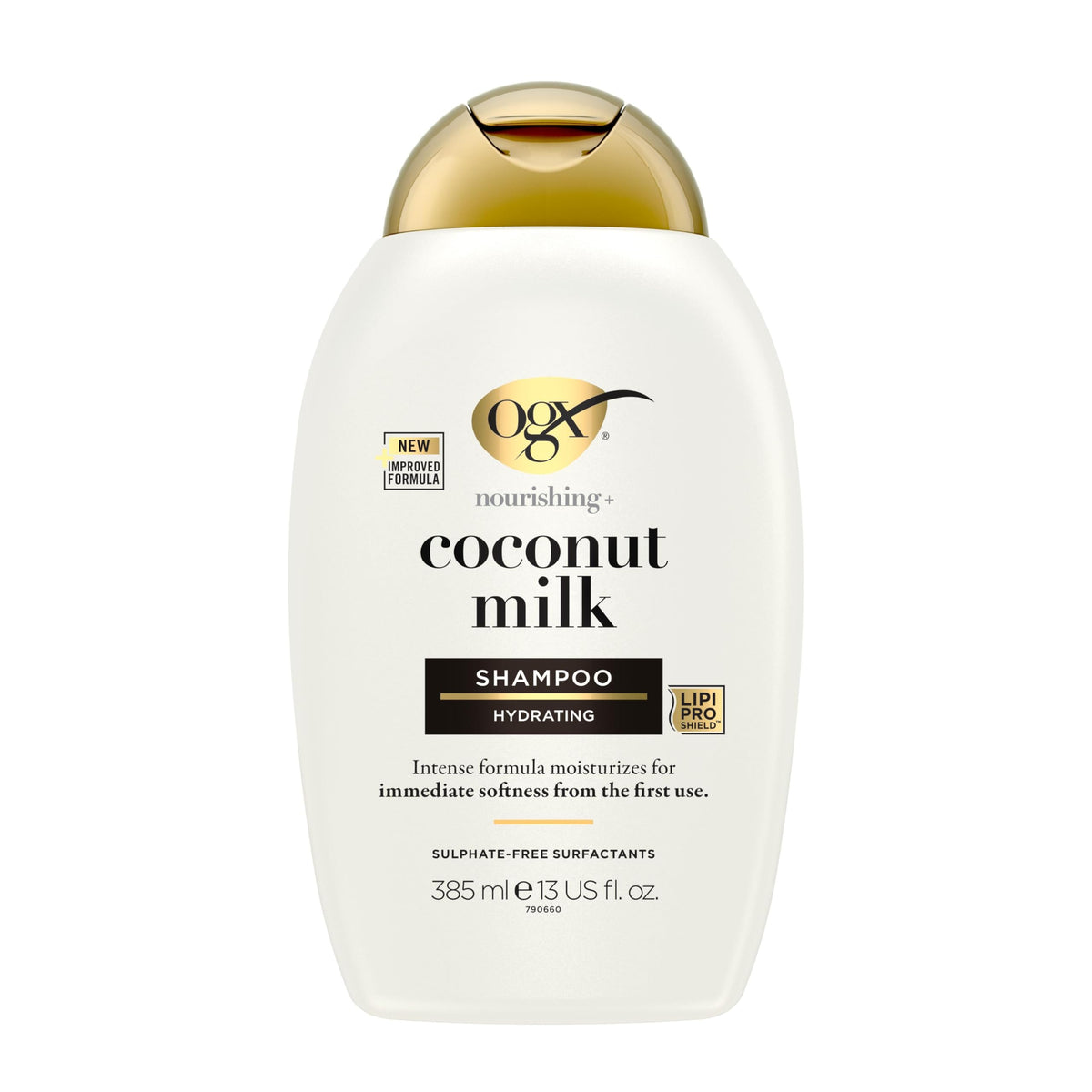 OGX Nourishing with Coconut Milk Hydrating Shampoo, Intensely Moisturizes for Immediate Softness from the First Use, Sulfate Free, 385ml