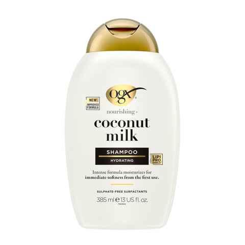 OGX Nourishing with Coconut Milk Hydrating Shampoo, Intensely Moisturizes for Immediate Softness from the First Use, Sulfate Free, 385ml