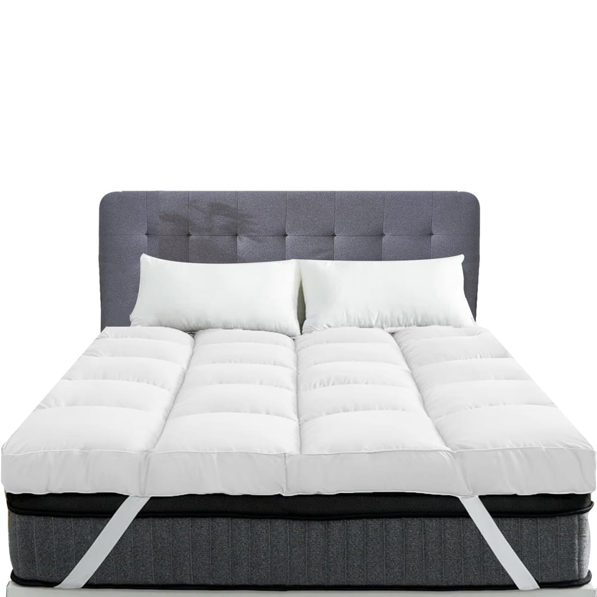 Linens World Small Double Mattress Topper, 10CM Extra Thick Mattress Topper Small Double Bed, 1000GSM Filling Fiber - Luxurious Comfort, Hypoallergenic, Elastic Straps Deep Pocket 4FT Topper
