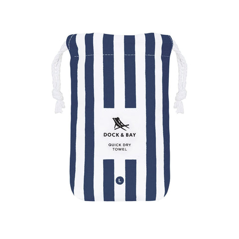 Dock & Bay Beach Towel - Quick Dry, Sand Free - Compact, Lightweight - 100% Recycled - Includes Bag - Cabana - Whitsunday Blue - Large (160x90cm, 63x35)
