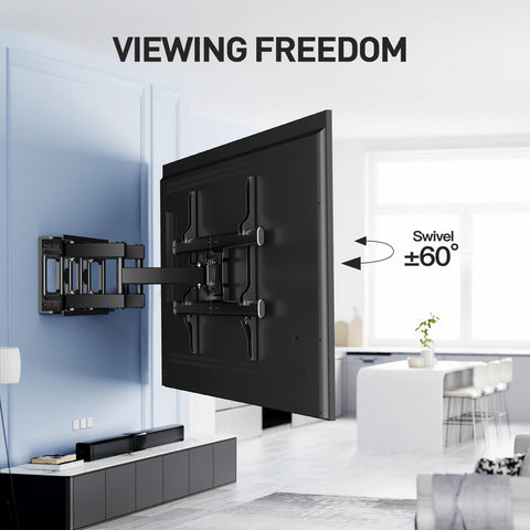 PERLESMITH TV Wall Bracket, for 37-85 Inch TVs up to 60kg, Swivel Tilt Extend TV Wall Mount, 55 65 inch Wall Brackets max VESA 600x400mm, PSPILFK1