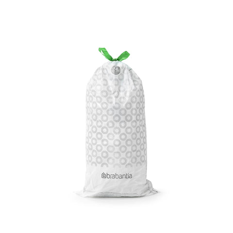 Brabantia PerfectFit Bin Liners (Size G/23-30 Litre) Thick Plastic Trash Bags with Tie Tape Drawstring Handles (40 Bags)