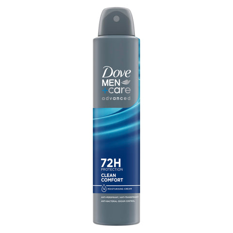 Dove Men+Care Advanced Clean Comfort Men's Antiperspirant Deodorant Body Spray with ¼ moisturising cream & Anti-Odour technology for 72 hour protection against sweat and odour 200 ml