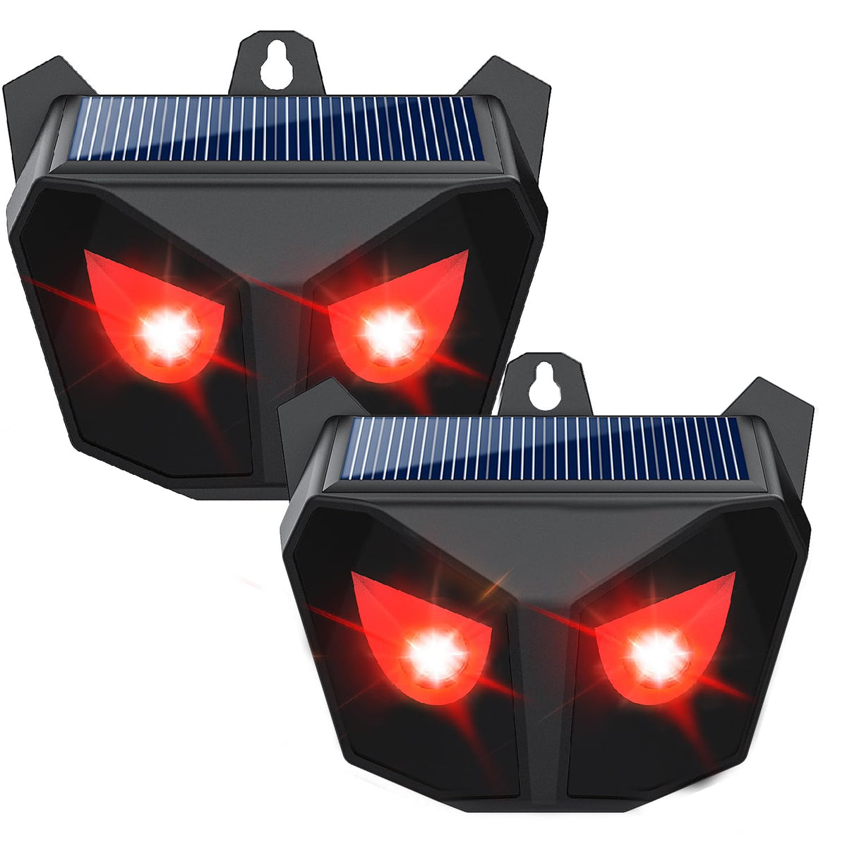 LOFFU Animal Repeller （Pack of 2）, Solar Nocturnal Animal Repeller with Two Red Flashing Lights, Water Repellent Repeller for Cats Dogs Foxes Birds Skunks