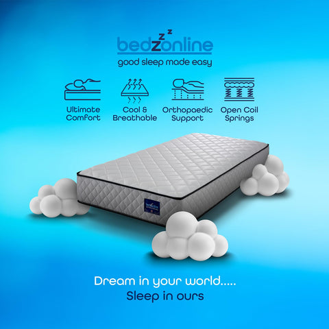 BEDZONLINE Hybrid Memory Foam & Spring Mattress - 4ft6 Double (190 x 135 x 20 cm) | Thick Medium Firmness & Open Coil Sleep Support | Orthopaedic & Pressure Relief | UK Made & Hypoallergenic