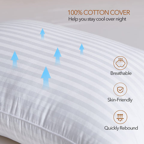 Adam Home Pillows 4 Pack Hotel Quality Side Sleeper Bounce Back Bed Pillow Hypoallergenic & Anti Dust Mite Resistant Premium Filled Hotel Pillows Pack of 4
