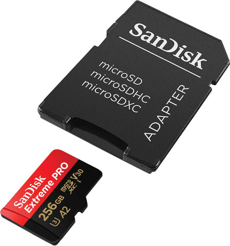 SanDisk 256GB Extreme PRO micro SD card + SD adapter, (For Smartphones, Action Cams, Drones, Speeds up to 200 MB/s) A2 App Performance + RescuePro Deluxe UHS-I, Class 10, U3,