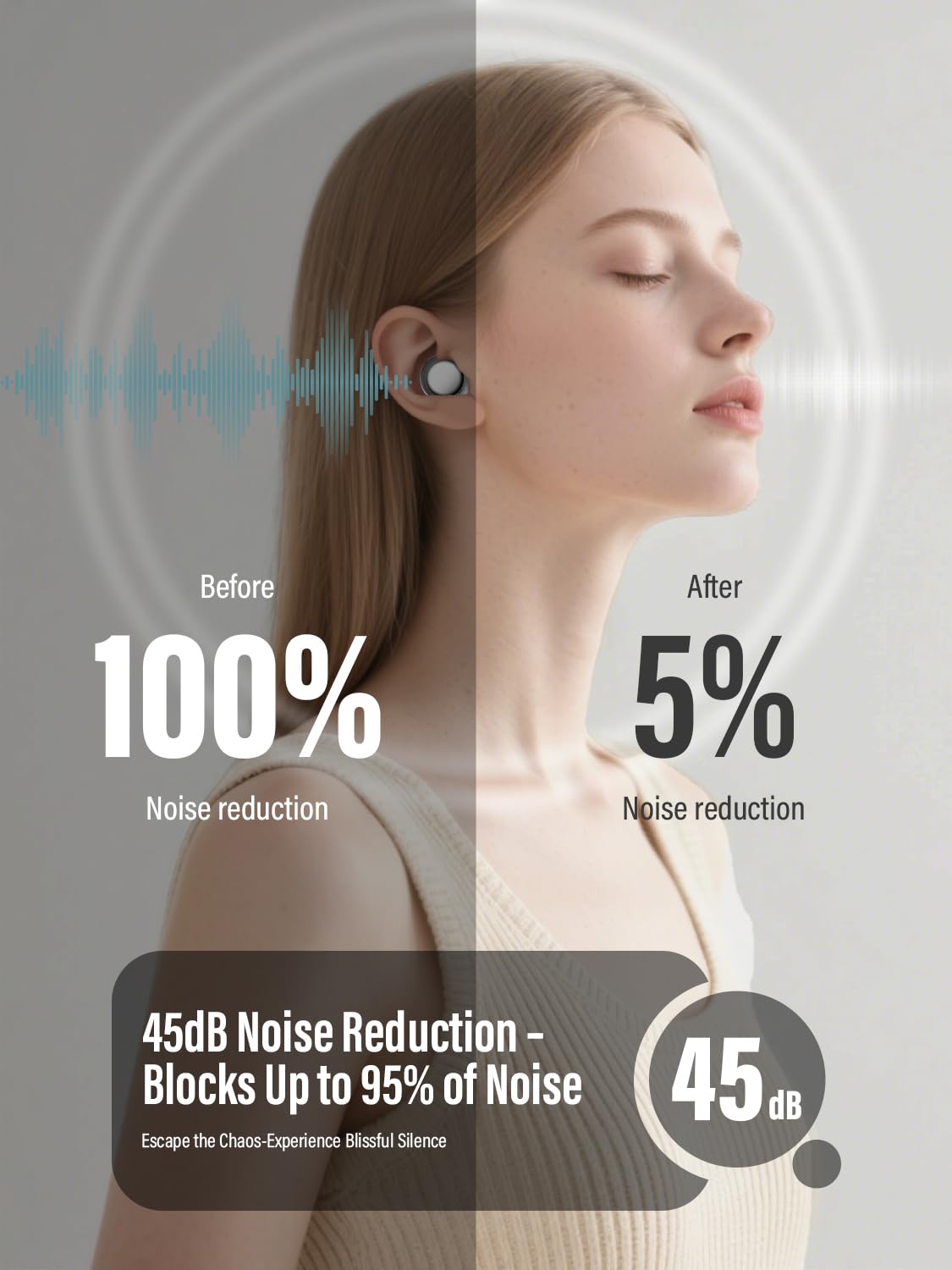 Ear Plugs for Sleep Noise Cancelling - 45dB, Customized Soft Earplugs for Concert, Reusable Waterproof Sleep earplugs for Travel/Work, with 8 Tips(S, M, L Size and Dual-Layer Earplug), Black