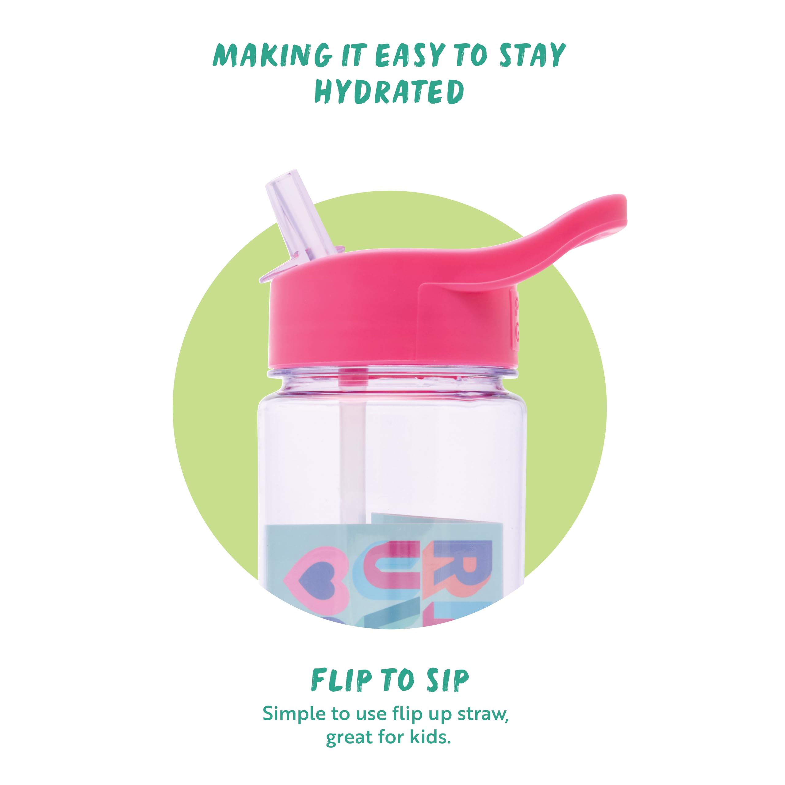 Polar Gear 600ml Kids Water Bottles with Straw and A-Z Sticker Sheet | Personalised Water Bottle Kids Can Decorate | Customisable Childrens Drinks Canteens for Boys and Girls for School, Sports, Home
