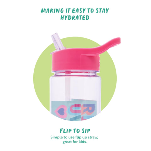 Polar Gear 600ml Kids Water Bottles with Straw and A-Z Sticker Sheet | Personalised Water Bottle Kids Can Decorate | Customisable Childrens Drinks Canteens for Boys and Girls for School, Sports, Home