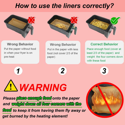 BYKITCHEN 100pcs Air Fryer Liners for Ninja Dual, Air Fryer AF300UK AF400UK Accessories, Disposable Airfryer Parchment Paper Liners, Compatible with Ninja, Breville, Tower & Other Dual Zone Fryers