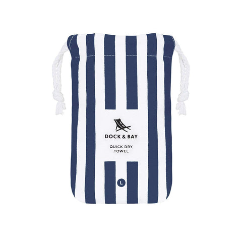 Dock & Bay Beach Towel - Quick Dry, Sand Free - Compact, Lightweight - 100% Recycled - Includes Bag - Cabana - Whitsunday Blue - Large (160x90cm, 63x35)