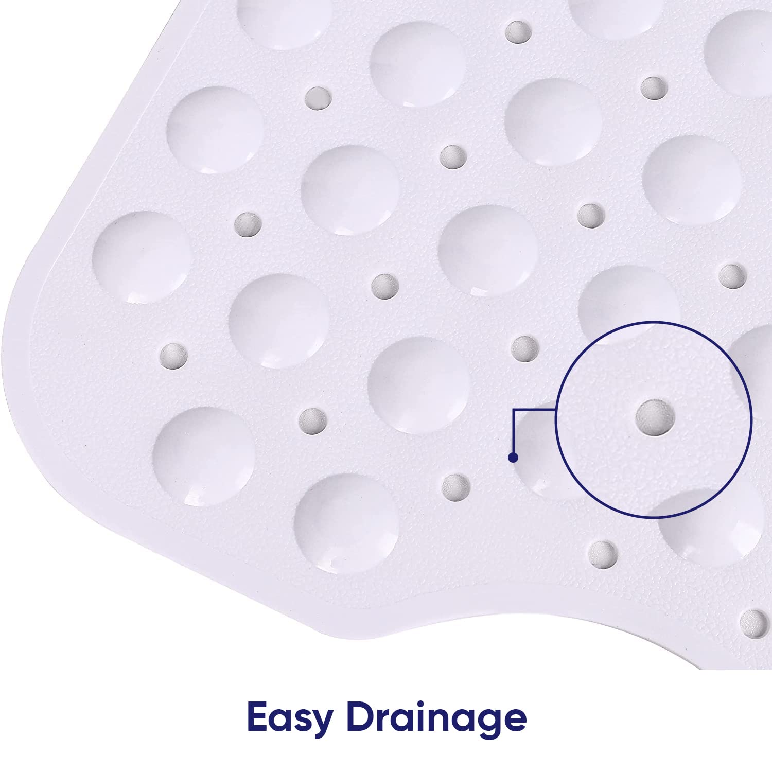 MOONLIGHT20015 Shower Bath Mat Non Slip Anti Mould & Mildew with Strong Suction Cups Grip and Drain Holes Soft Rubber Shower Mats - PVC Bathroom Mat Machine Washable (70x38cm, White)