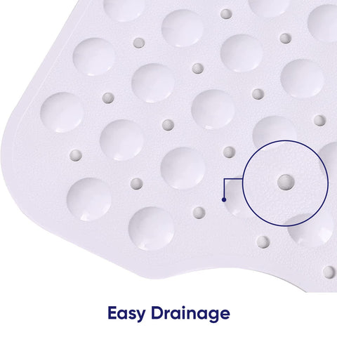 MOONLIGHT20015 Shower Bath Mat Non Slip Anti Mould & Mildew with Strong Suction Cups Grip and Drain Holes Soft Rubber Shower Mats - PVC Bathroom Mat Machine Washable (70x38cm, White)