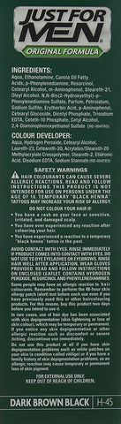 Just for men Original Formula Dark Brown Black Hair Dye, Restores Original Colour for a Natural Look � H45