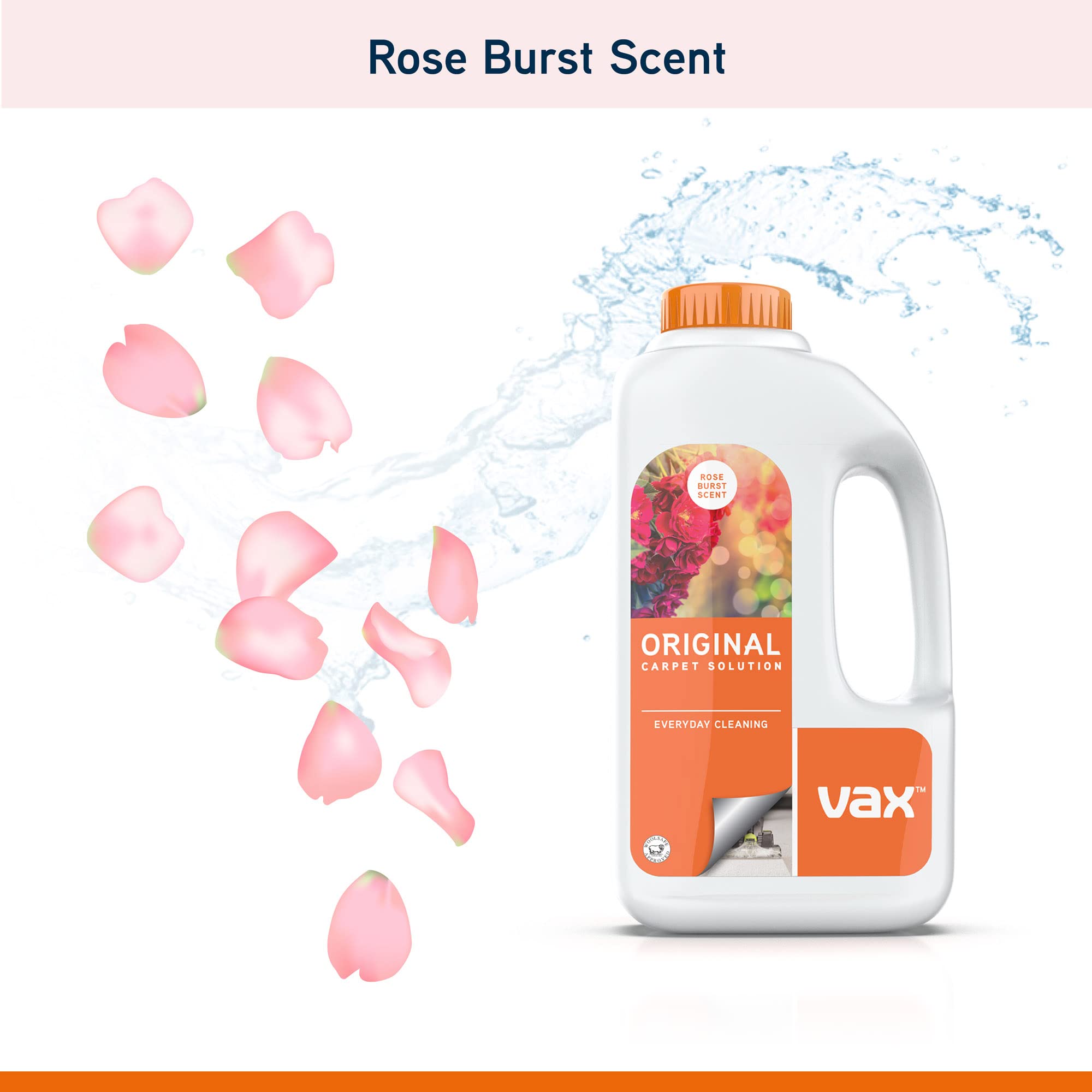Vax Original 1.5L Carpet Cleaner Solution, Stain Remover Shampoo, Rose Burst Scent, Suitable for Everyday Cleaning, 1-9-142055, White