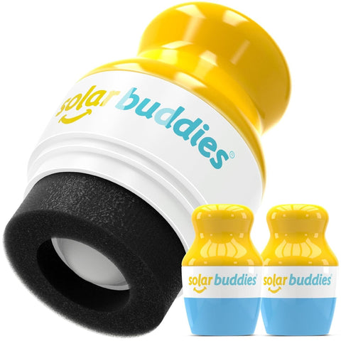DUO BB Solar Buddies Refillable Roll On Sponge Applicator For Kids, Adults, Families, Travel Size Holds 100ml Travel Friendly for Sunscreen, Suncream and Lotions (Blue/Blue)
