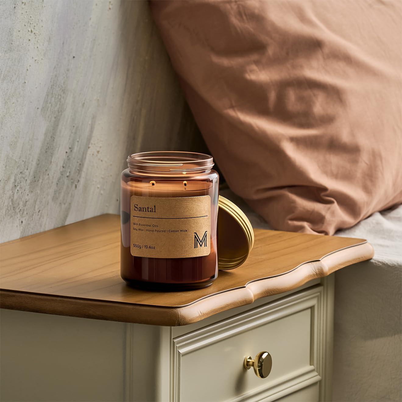 M&SENSE Scented Candles Gifts for Women 550g Santal 2-Wick Natural Soy Wax Large Candles 110H Long Burning Aromatherapy Candles Gift for Men, Perfect Halloween Christmas Gifts