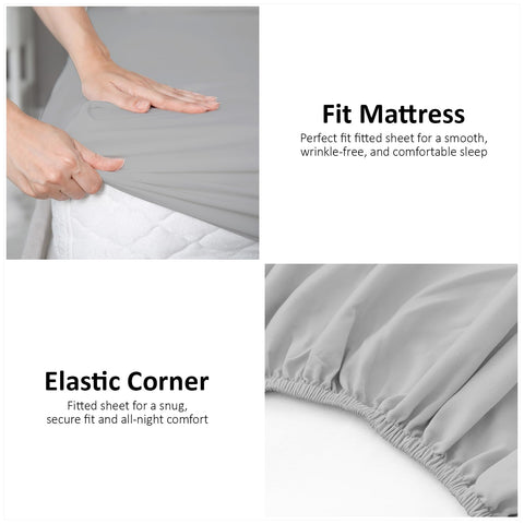 Super Dreamer Fitted Sheet Single Bed - Grey Bedding Sheet - Plain Dyed Microfiber Bedsheets (11796015)
