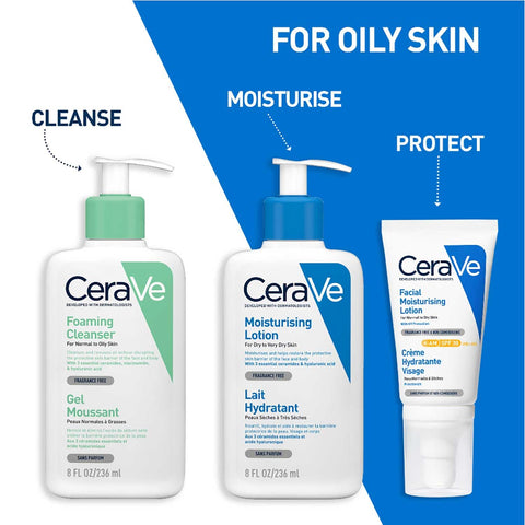 CeraVe Foaming Cleanser, Face & Body, With 3 essential ceramides, niacinamide & hyaluronic acid, For normal to oily skin, 236 ml/8 oz
