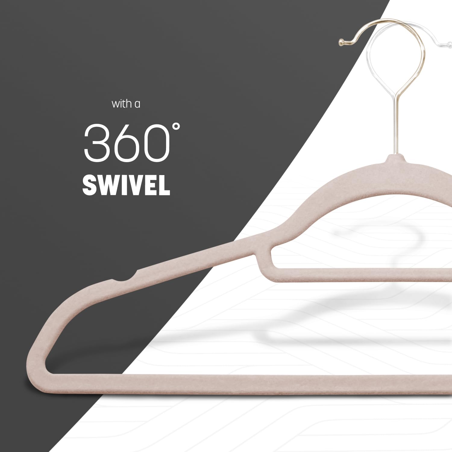 KEPLIN Velvet Hangers 20 Pack - Non-Slip Clothes Hangers with Tie Bar & 360° Hook - Durable & Sturdy, Space-Saving Wardrobe Organisers for Suits, Jackets & Clothes- Home Storage Solution (Blush Pink)
