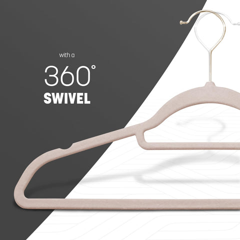 KEPLIN Velvet Hangers 20 Pack - Non-Slip Clothes Hangers with Tie Bar & 360° Hook - Durable & Sturdy, Space-Saving Wardrobe Organisers for Suits, Jackets & Clothes- Home Storage Solution (Blush Pink)