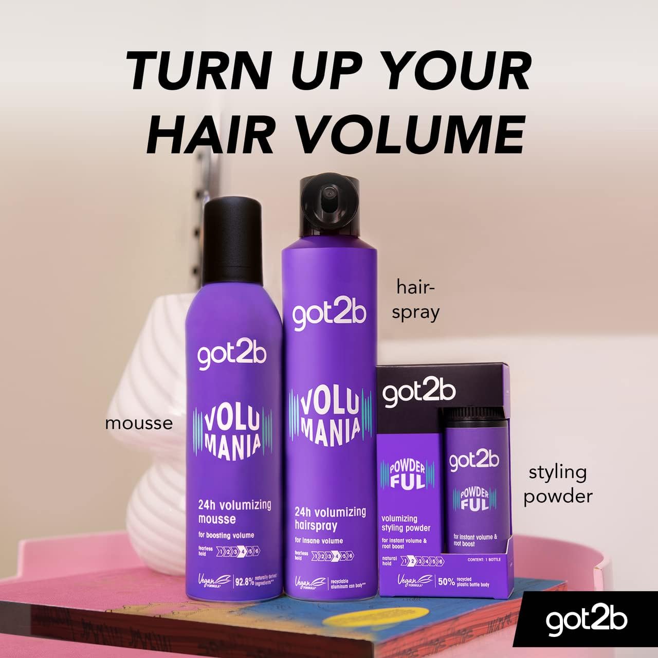 got2b POWDERful Volumising Styling Powder 10 g, Natural Hold, Powder Hair Styling, Volumising Styling Hair Powder, Instant Volume from the Roots, Vegan Formula